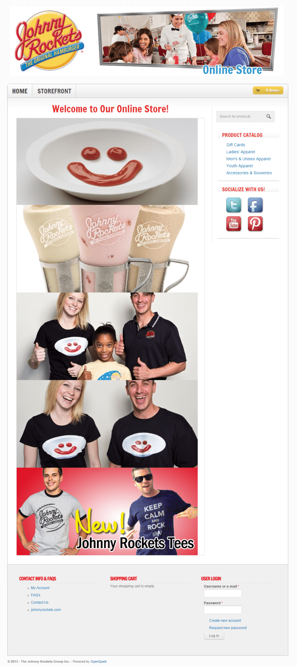 Shopjohnnyrockets.com homepage